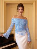 Floral Embroidered Off Shoulder Midi Dress