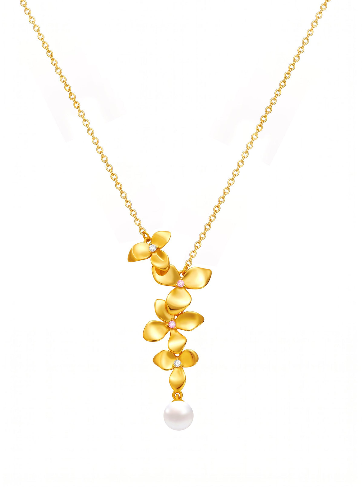 Elegant Floral Pearl Pendant Necklace