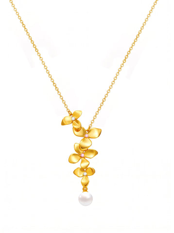 Elegant Floral Pearl Pendant Necklace