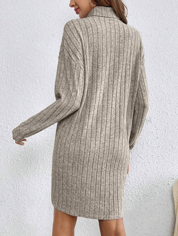 Cozy Ribbed Turtleneck Sweater Dress