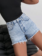 High Rise Acid Wash Denim Shorts