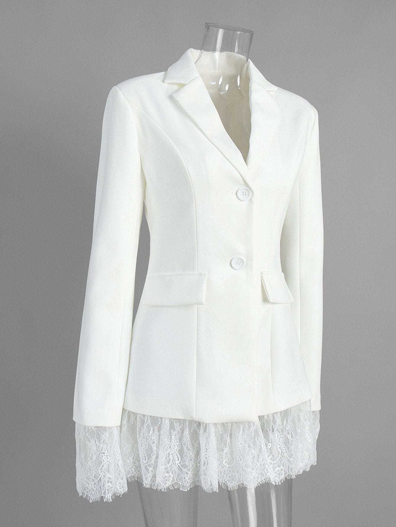 Elegant Lace Trim Fitted Blazer