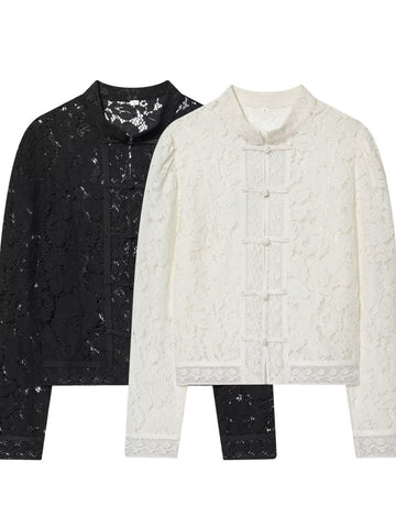 Elegant Floral Lace Blazer Jacket