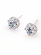 Sparkling Halo Round Cubic Zirconia Stud Earrings