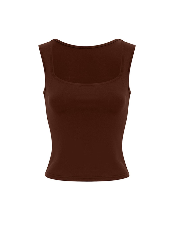 Ribbed Square Neck Tank Top