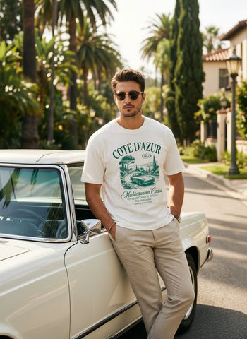 Vintage Graphic Riviera Coastal Mens T-Shirt