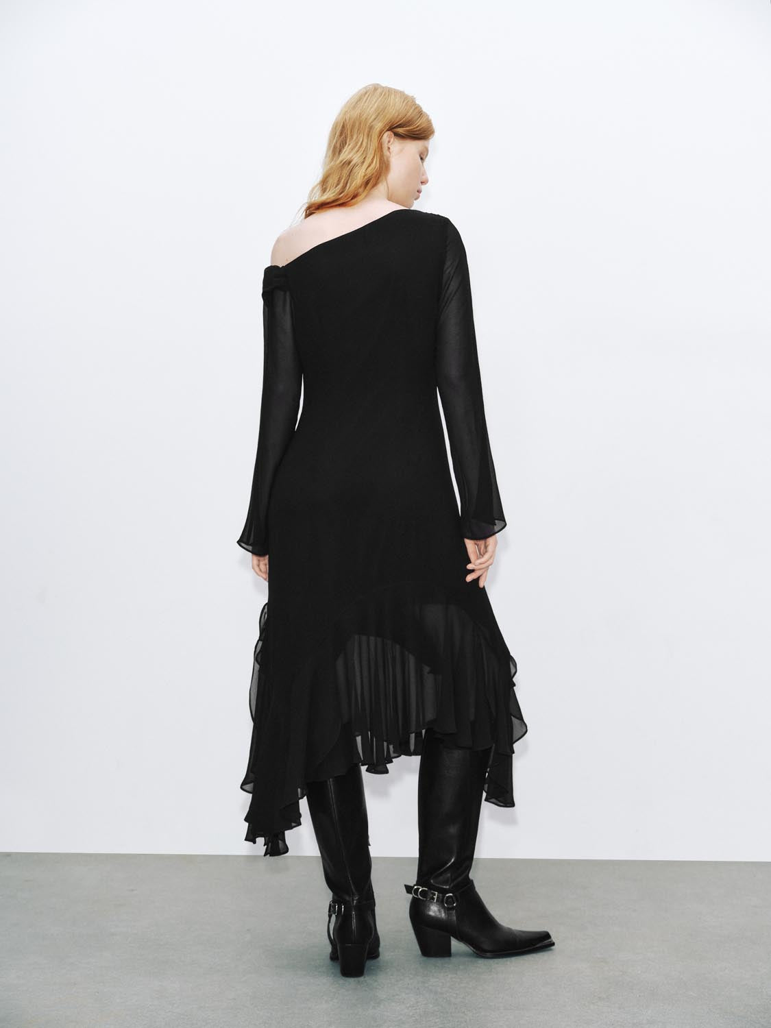 Urban Revivo One Shoulder A-Line Dresses-Black