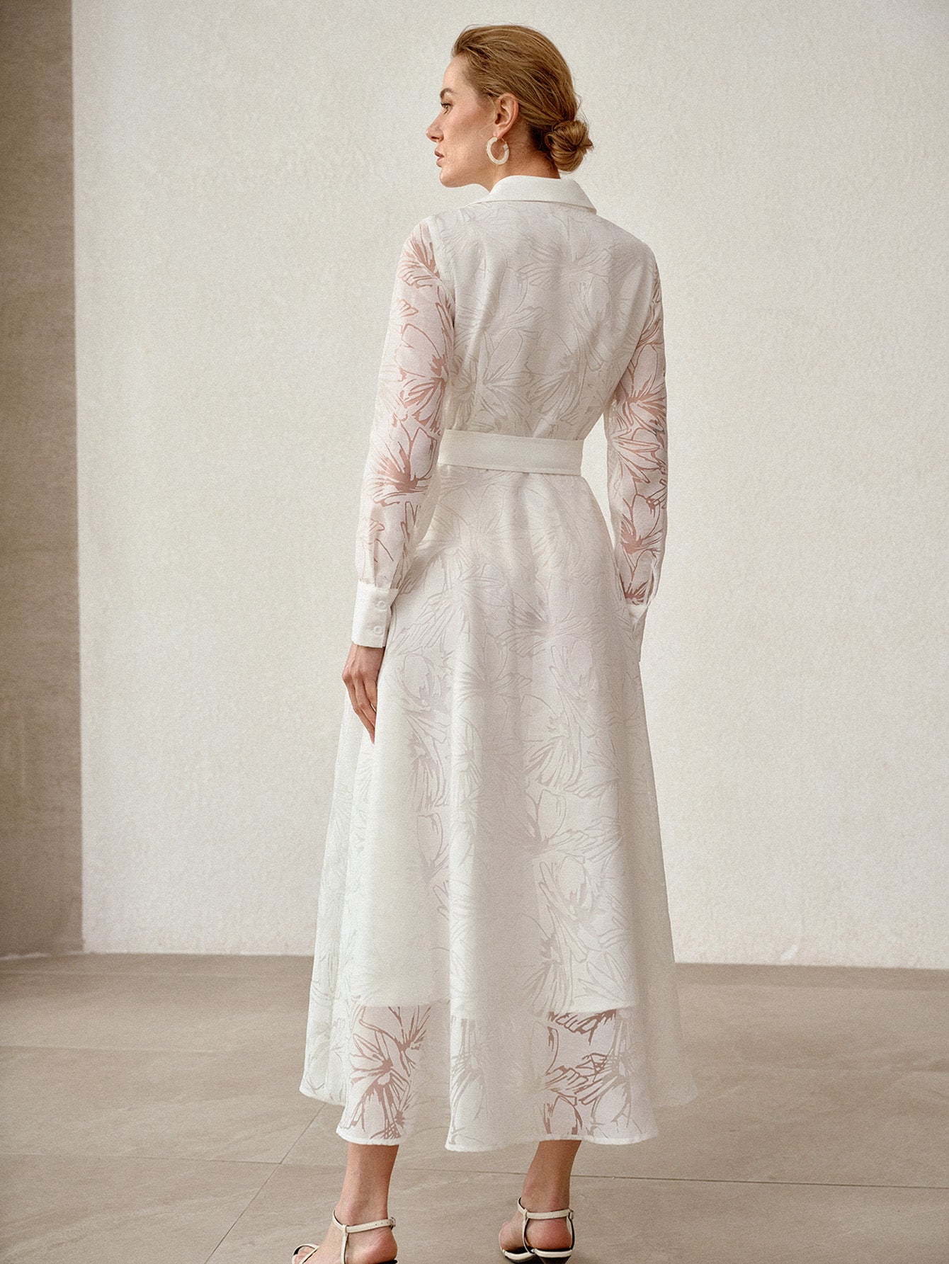 Elegant Floral Sheer Midi Dress