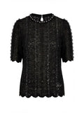 Embellished Lace Short Sleeve Pullover