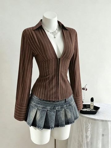 Slim Fit Striped Button Down Shirt