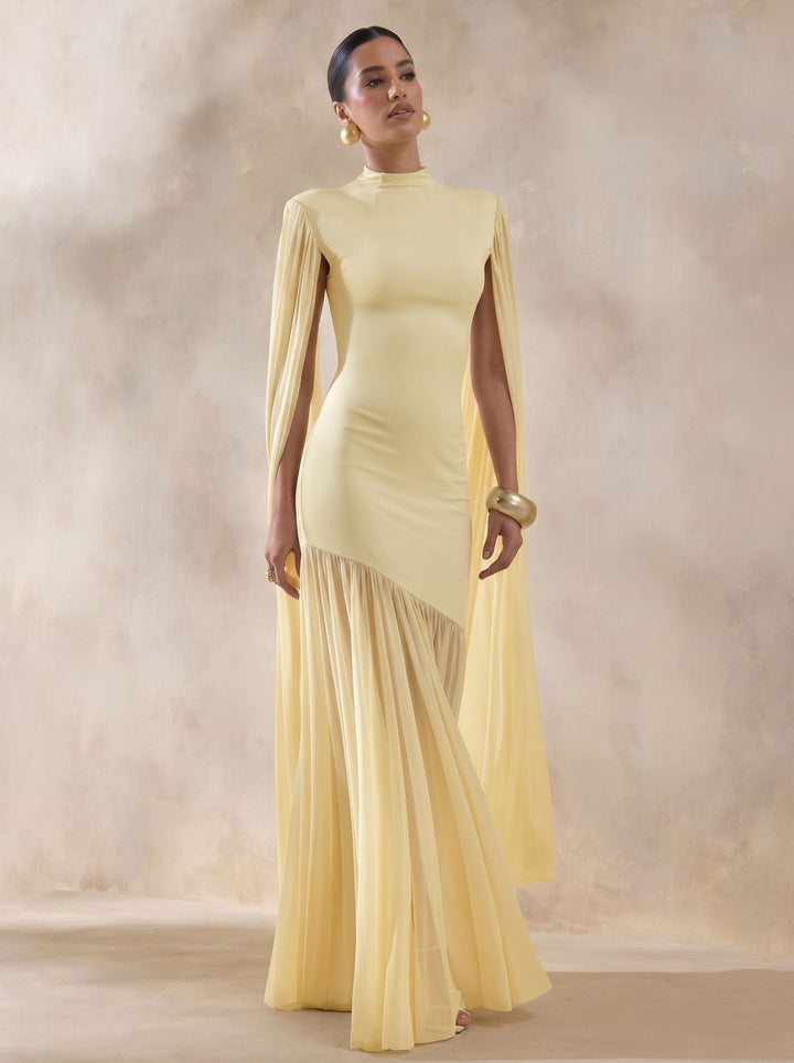 Elegant Cape Sleeve Maxi Dress