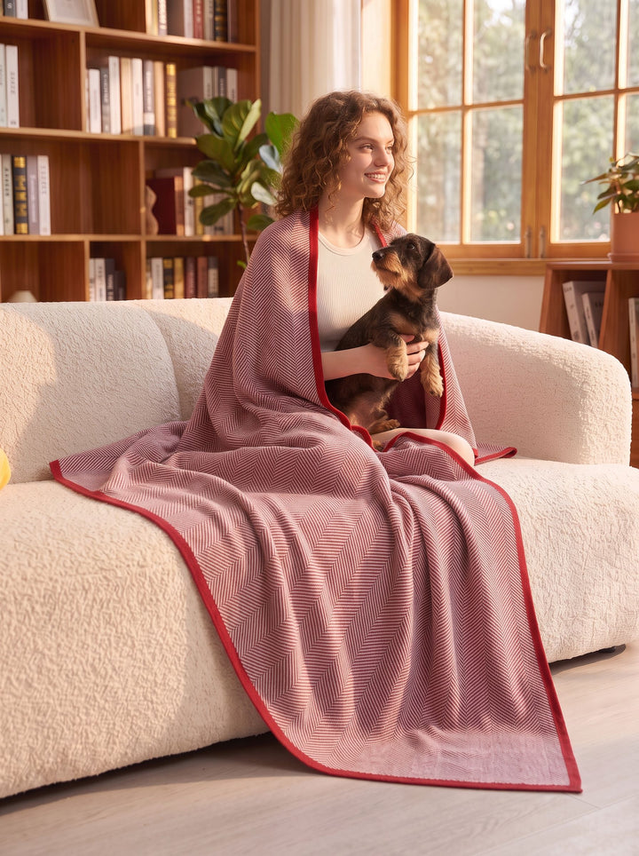 Soft Herringbone Cotton Throw Blanket
