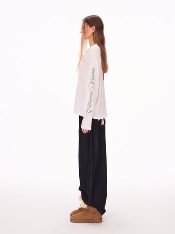 Oversized Thermal Henley Long Sleeve T Shirt
