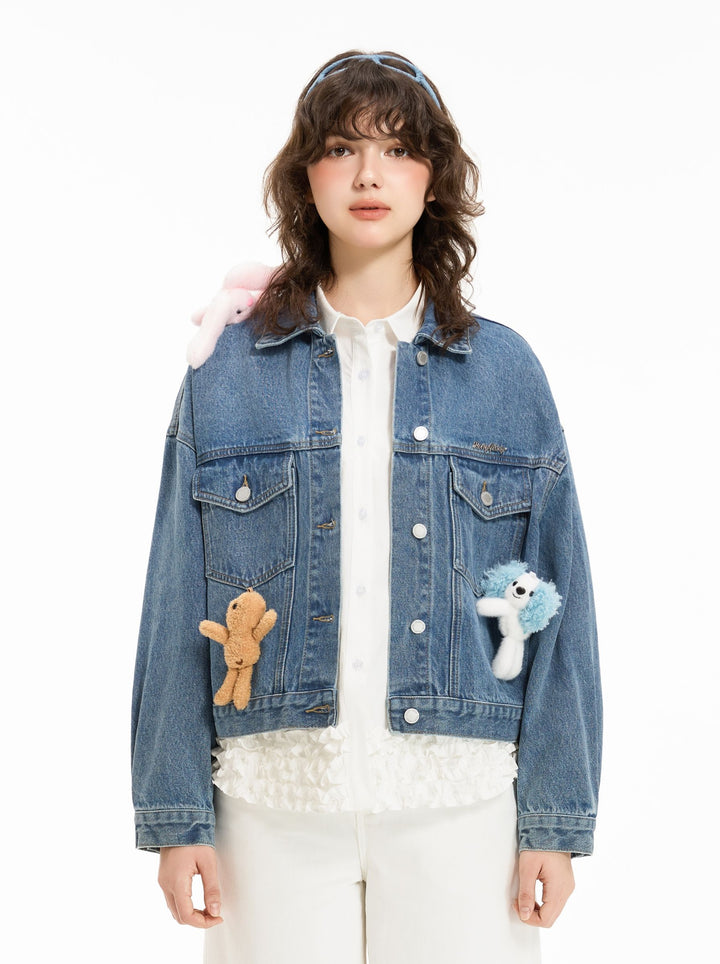Oversized Cute Graphic Denim Jacket