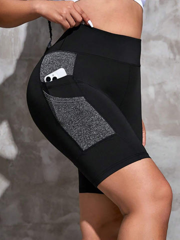 Phone-Pocket High-Waisted Stretch Athletic Shorts