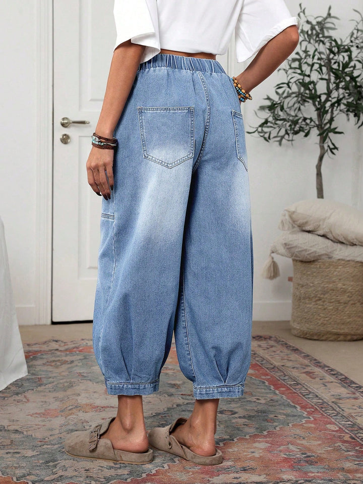 High Waisted Elastic Jogger Jeans