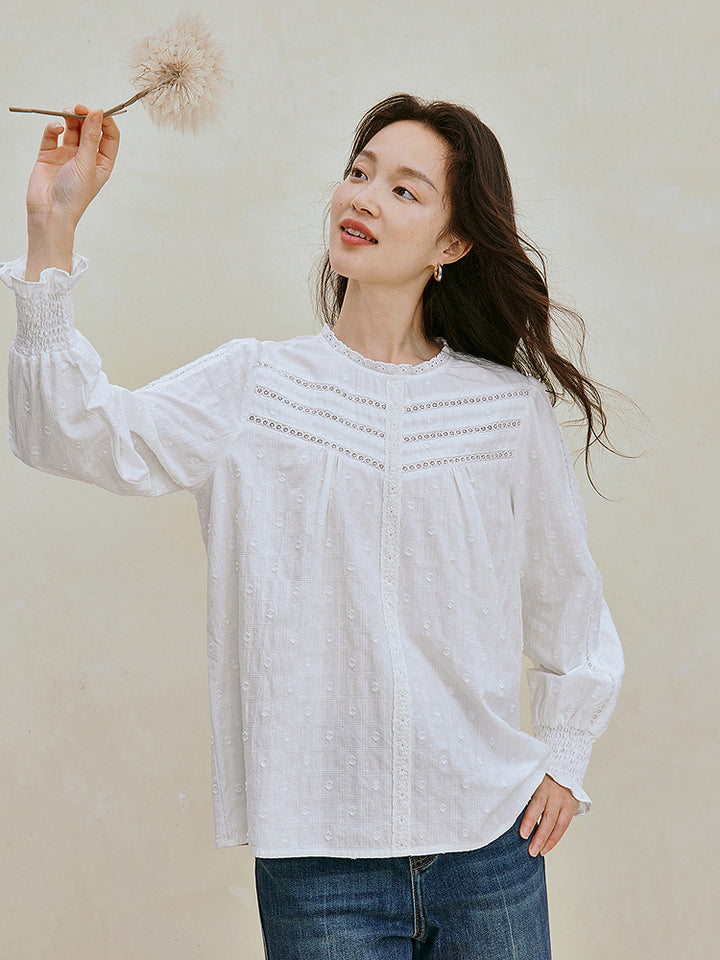 Embroidered Cotton Button Down Shirt