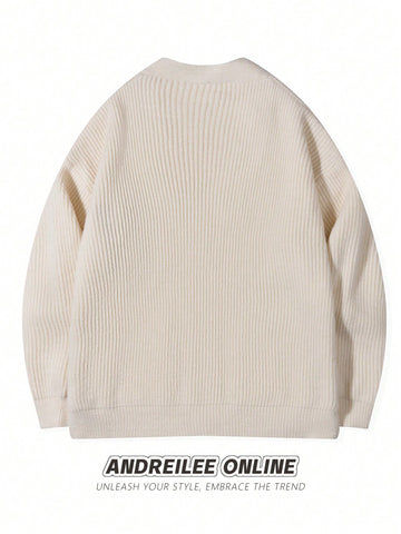 Oversized Letter Patch Ribbed Cardigan