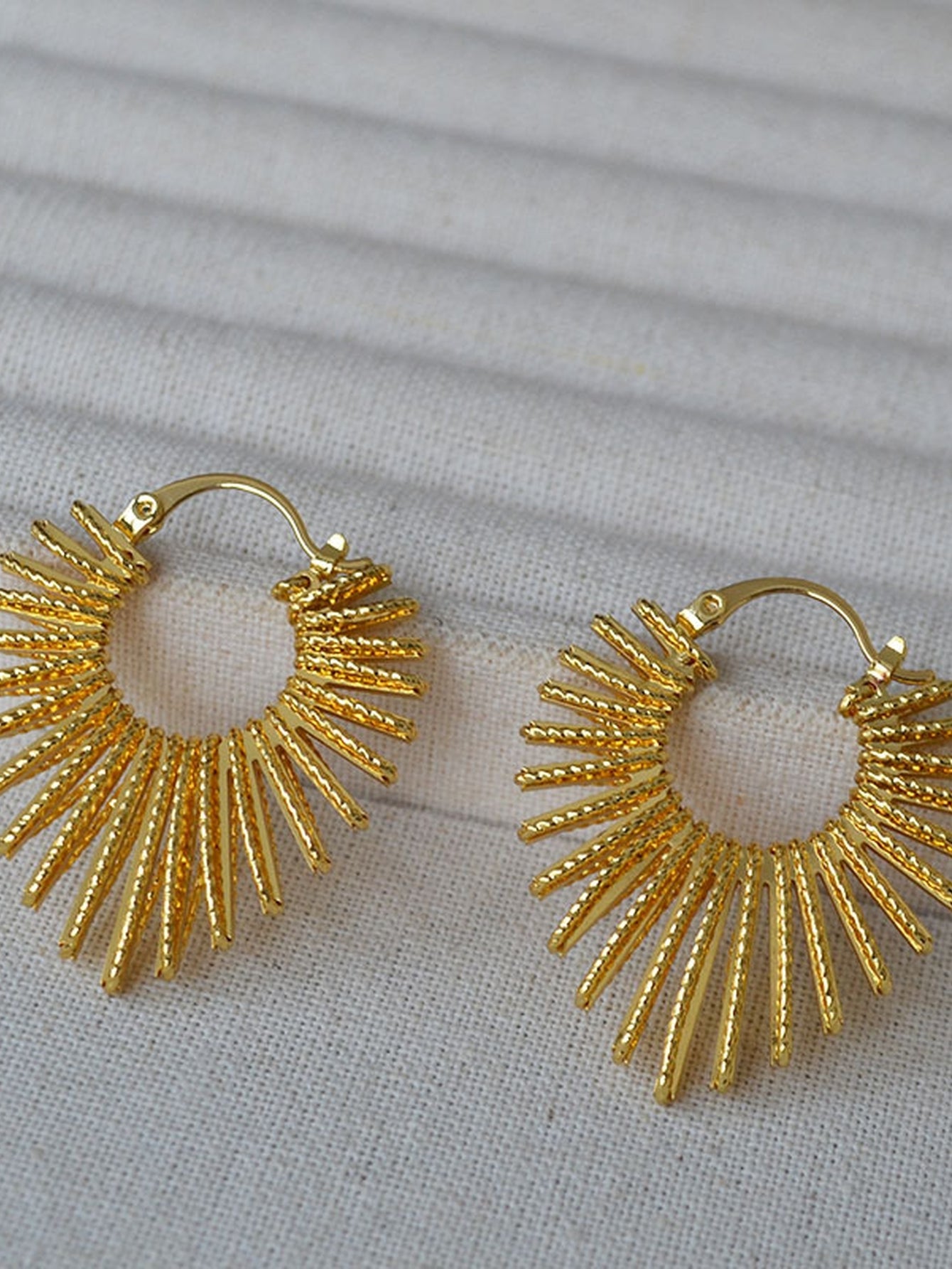 Radiant Textured Gold Hoop Earrings