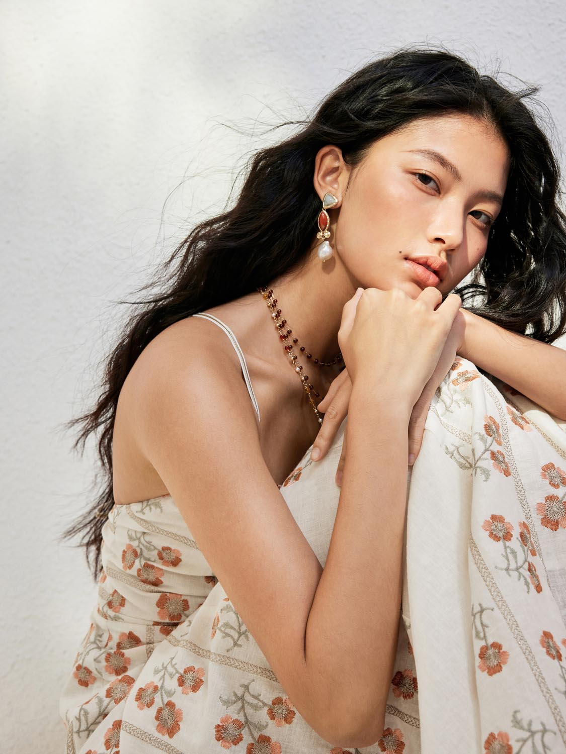 Urban Revivo Halter Neck Floral A-Line Mini Dresses-Off White