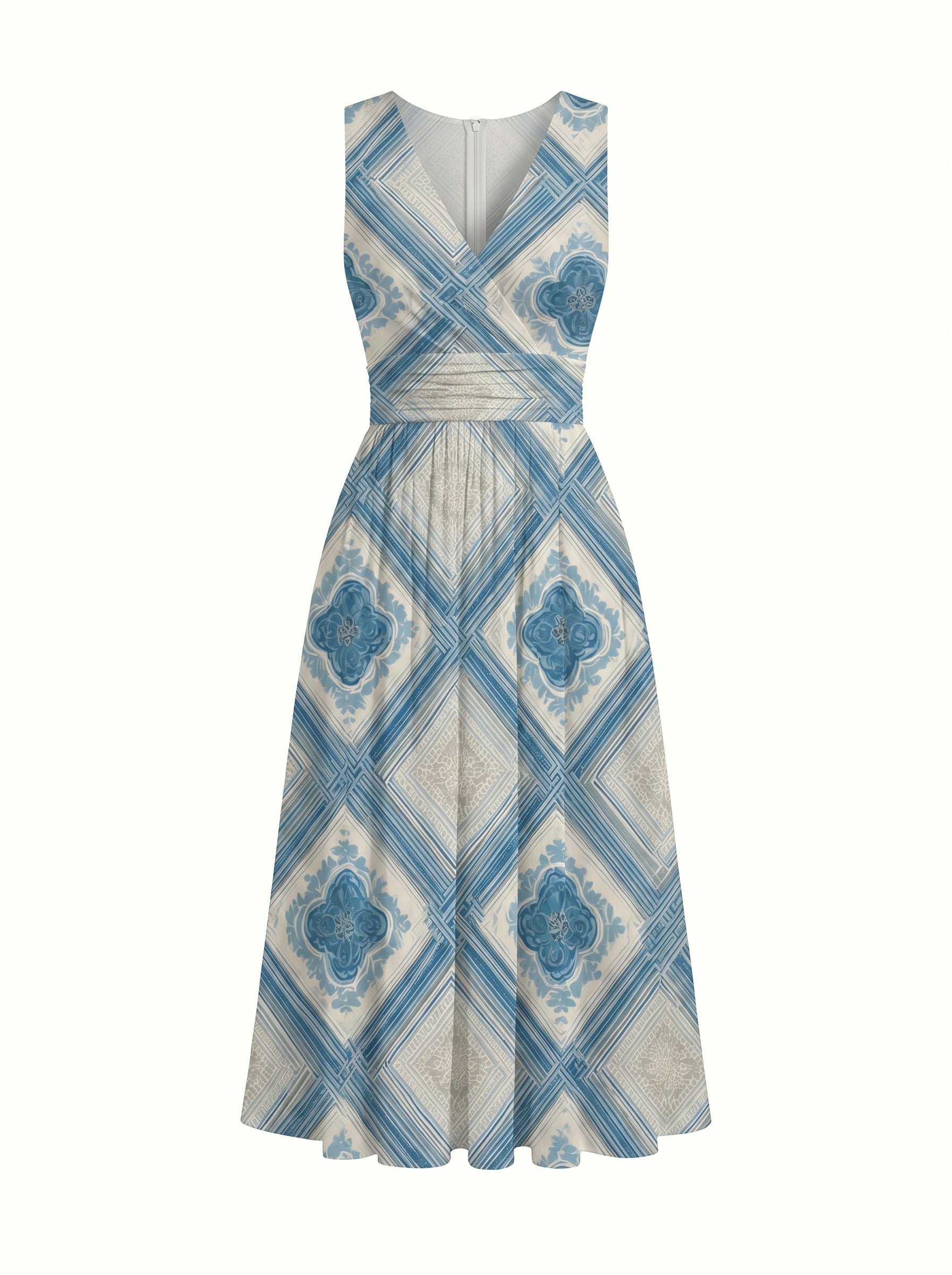 CORINNE
Floral Print V Neck A Line Midi Dress