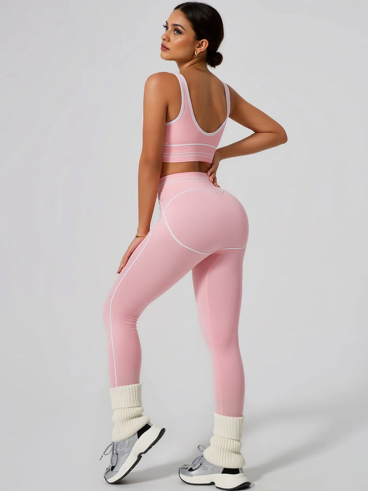 Seamless Contoured Pink Yoga Set