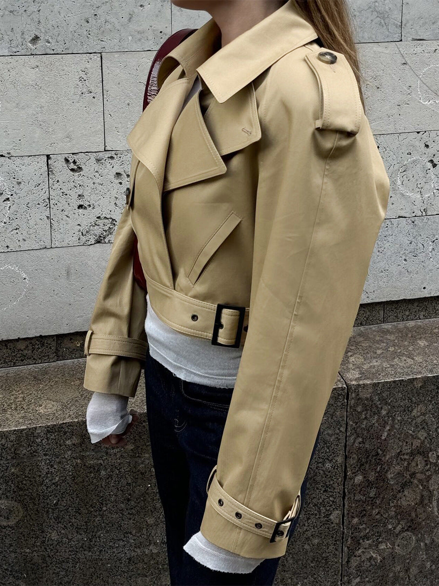 Cropped Belted Utility Trench Coat