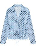 Polka Dot Tie Waist Button Shirt
