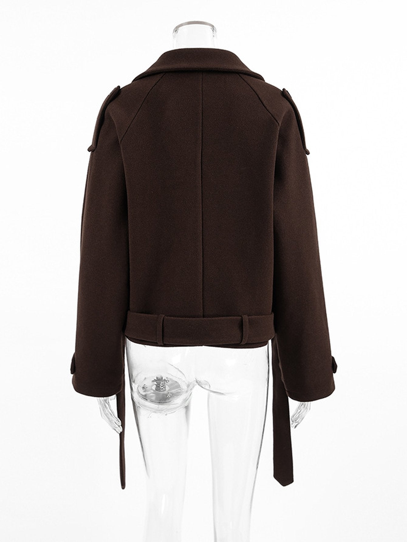 Brown Double Breasted Cropped Jacket