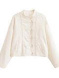 Elegant Mandarin Collar Button Jacket