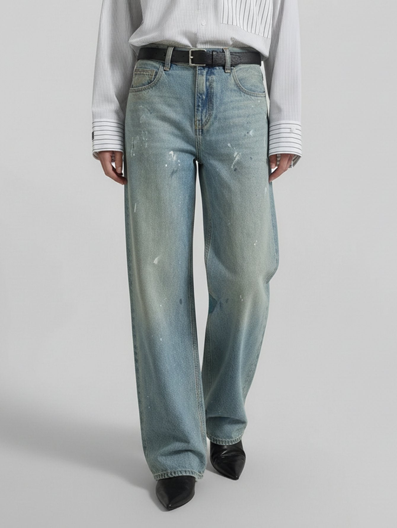 Paint Detail Straight Jeans