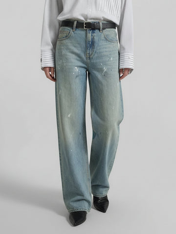 Paint Detail Straight Jeans