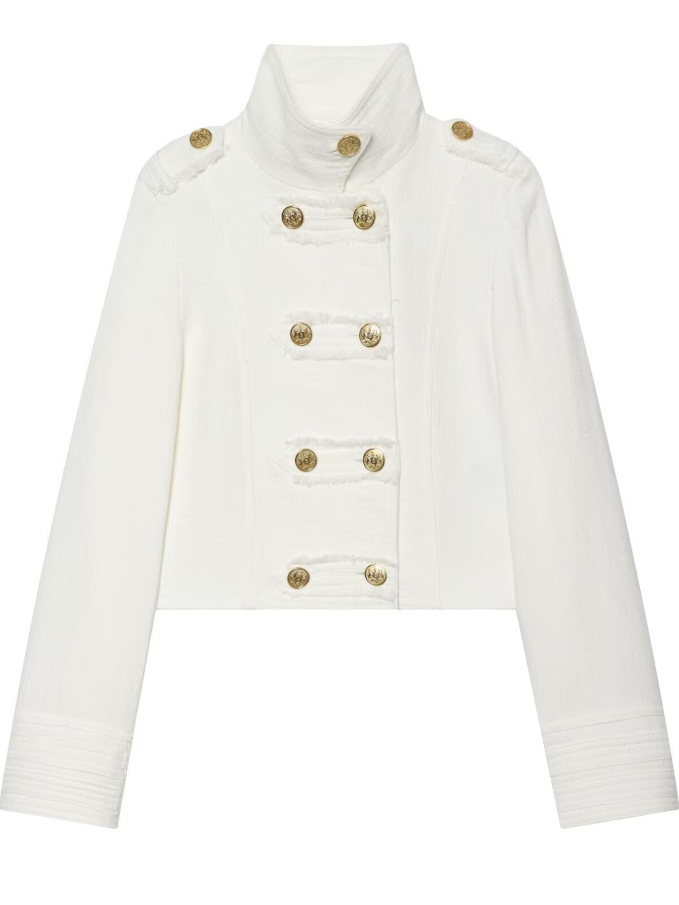 Double Breasted Cropped Military Trench Coat