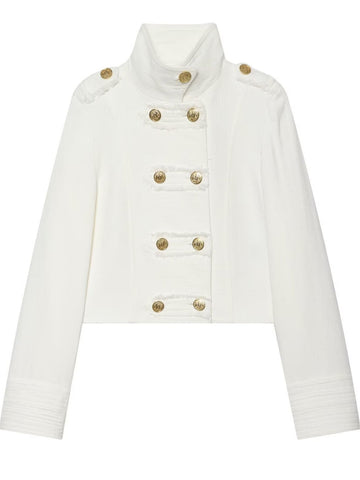 Double Breasted Cropped Military Trench Coat