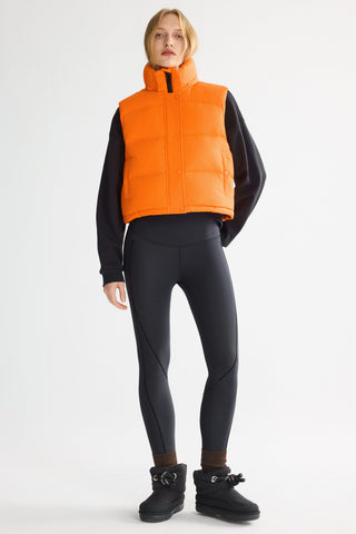Cropped Hooded Puffer Vest Orange