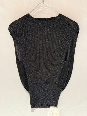Metallic Shimmer Sleeveless Knit Sweater