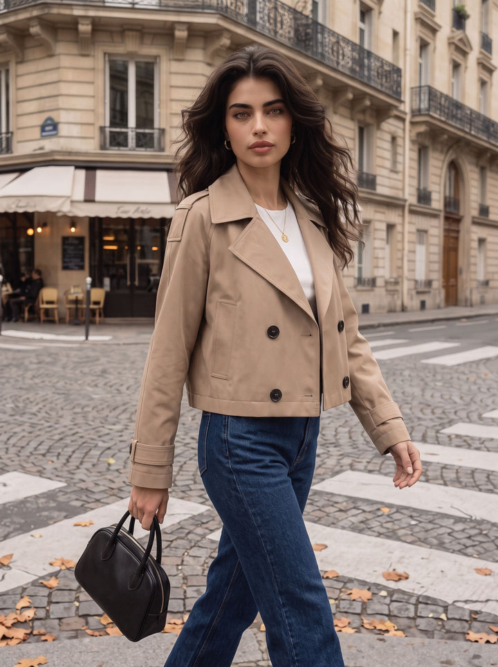 Double Breasted Cropped Trench Coat