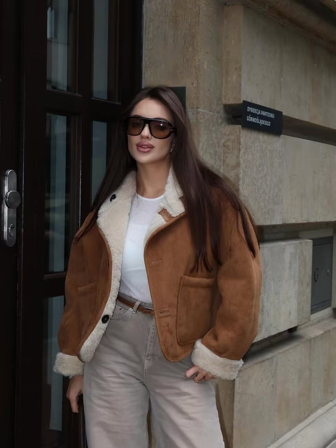 Cozy Faux Suede Sherpa Jacket