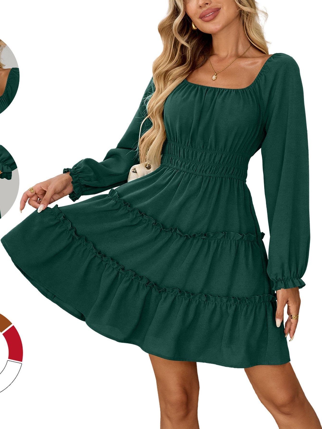 Square Neck Tiered Mini Dress