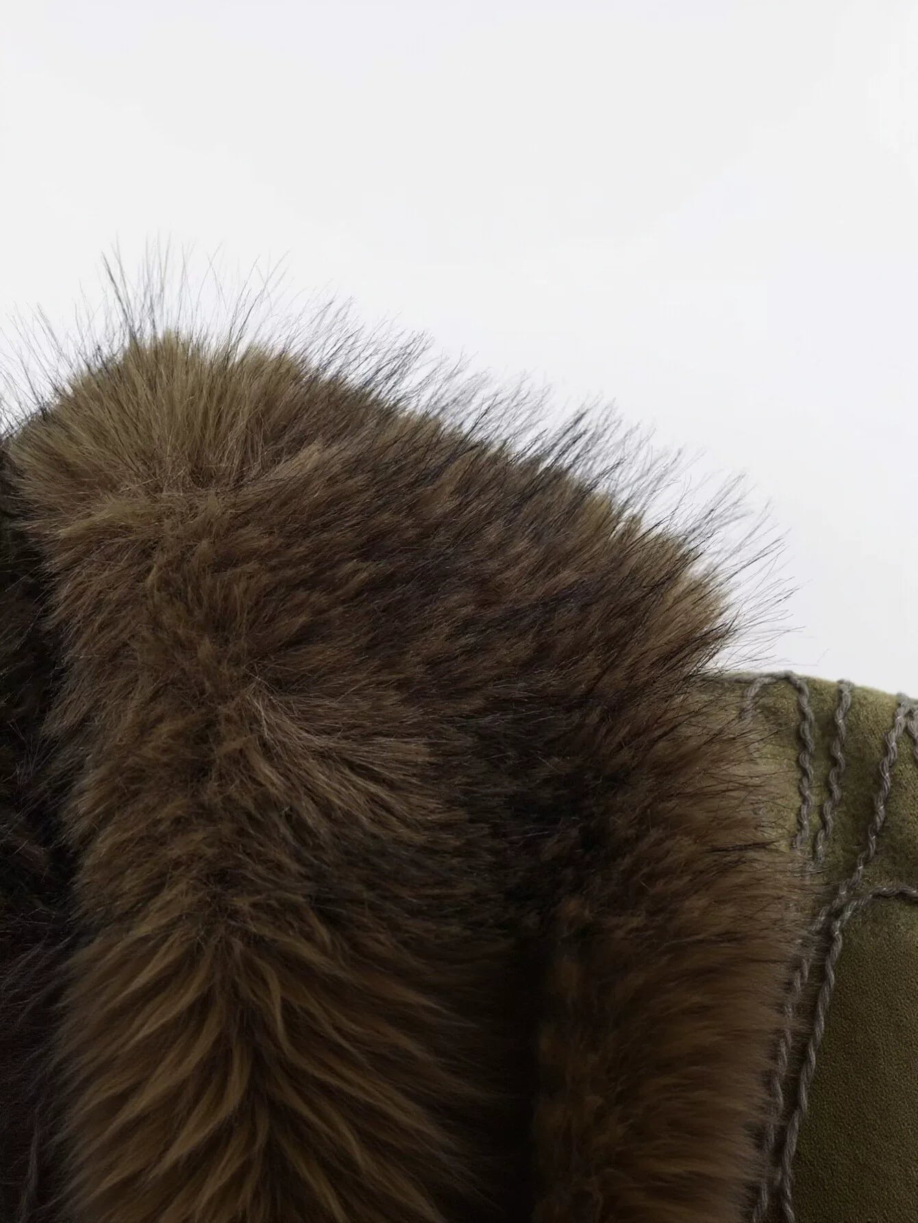Embroidered Faux Fur Trim Coat