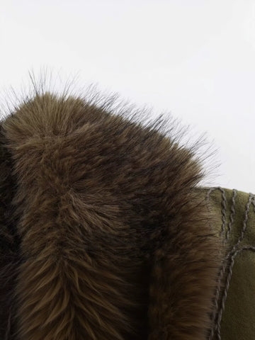 Embroidered Faux Fur Trim Coat