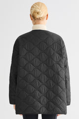 Oversized Quilted Snap Button Puffer Jacket