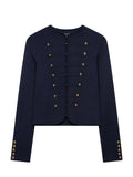 Military Inspired Gold Button Knit Jacket