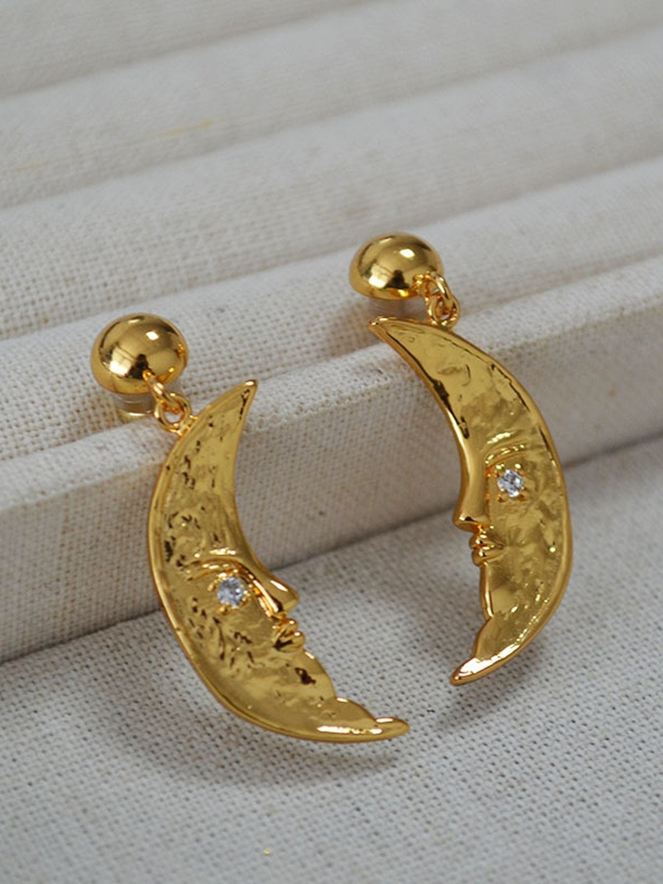 Celestial Gold Moon Statement Dangle Earrings