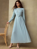 Elegant Lace Pleated Maxi Dress