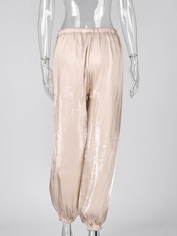 Silky Satin Elastic Hem Pants