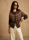 Cozy Fair Isle Pattern Cardigan Sweater