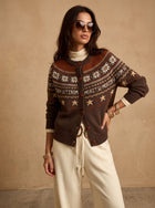Cozy Fair Isle Pattern Cardigan Sweater