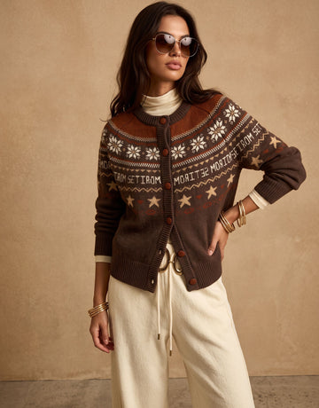 Cozy Fair Isle Pattern Cardigan Sweater