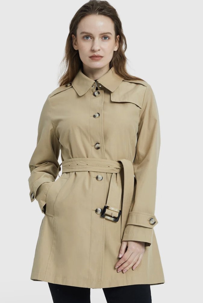 Classic Belted Double Breasted Trench Coat